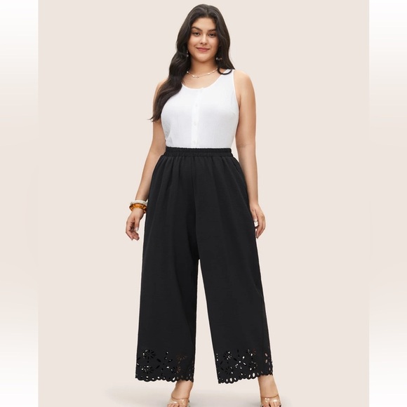 BloomChic Plus Size 3XL Laser Cut Elastic Waist Wide Leg Pants us22-24 - Picture 7 of 8